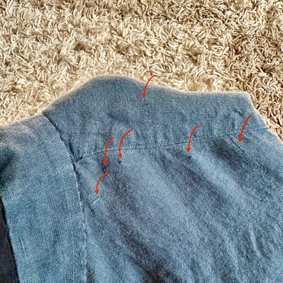 Techin New York Navy Linen Short Sleeve Button Up Shirt Made in USA Mens Size M - Picture 9 of 10